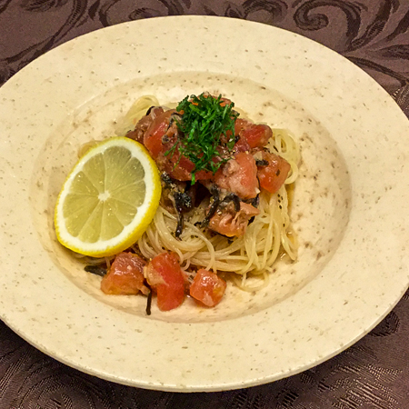 冷製 シーチキンとトマトのスパゲッティ